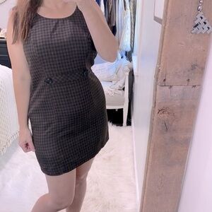 Vintage brown & black checkered clueless schoolgirl style shift dress